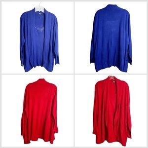 Briggs women sweater cardigans (NWOT) size 2XL cobalt blue silver & red one too